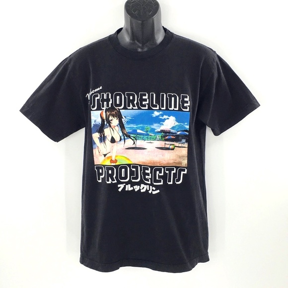 Brooklyn Projects Men T Shirt Black Welcome to Shoreline Projects Anime Tee Sz S - Picture 1 of 8